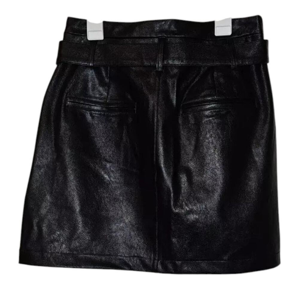 New Anthropologie Paige Vegan Leather Tie Mini Skirt $199 Sz 27 (4) BELTED Black - Picture 7 of 8